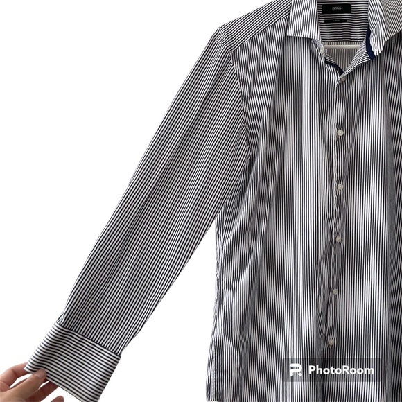 BOSS Hugo Boss Slim Fit Striped Collared Button Down - Picture 5 of 16